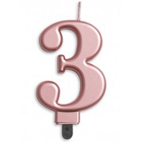 (image for) Jumbo Number 3 Candle Rose Gold